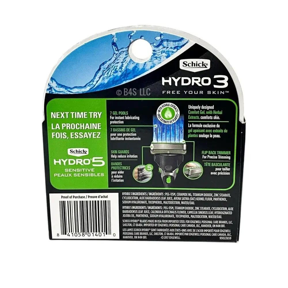 Schick Hydro 3 Refill Cartridges 5Ct (4+1 Hydro5) Pack of 2